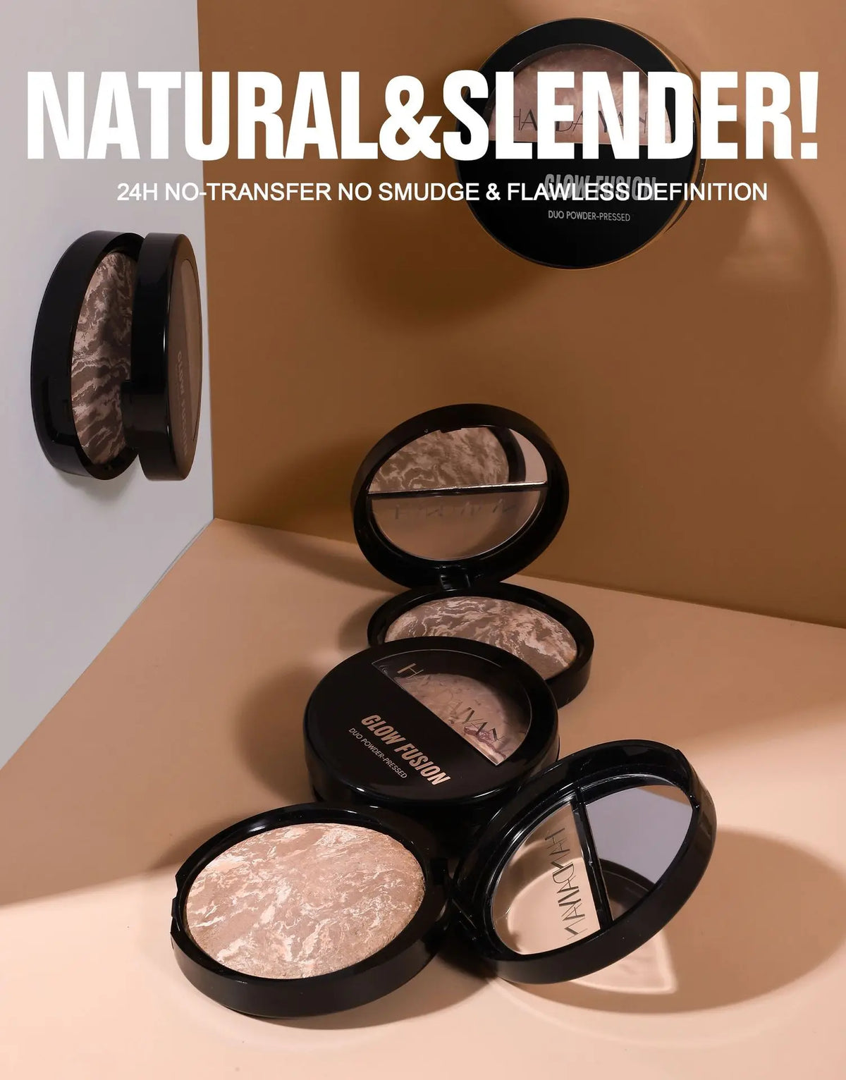 7 Colors Baked Duo Matte Finishing Powder Foundation Compact Waterproof Long Lasting Full Coverage Makeup Base Smooth Skin