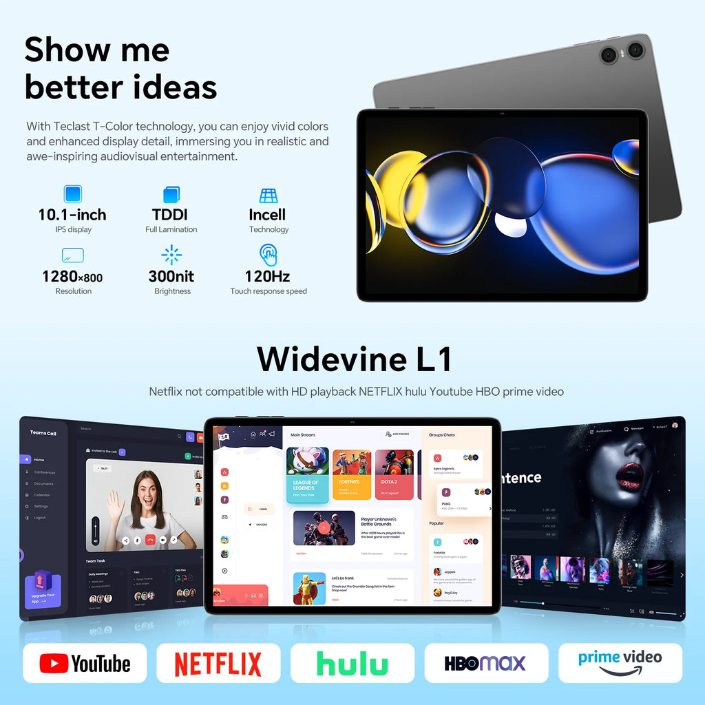 Teclast P30T Set 10.1" Tablet Android 16 Unisoc 8-core Max 16GB(3GB+13GB Expansion) RAM 128GB ROM 6000mAh Keyboard/Case/Mouse/Stylus/Headphone/Stand
