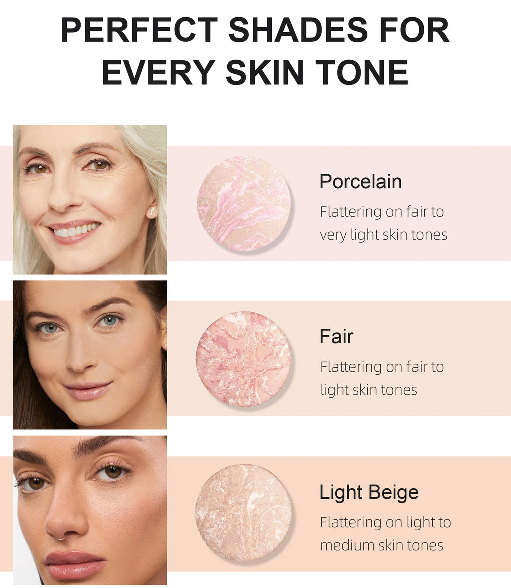 7 Colors Baked Duo Matte Finishing Powder Foundation Compact Waterproof Long Lasting Full Coverage Makeup Base Smooth Skin