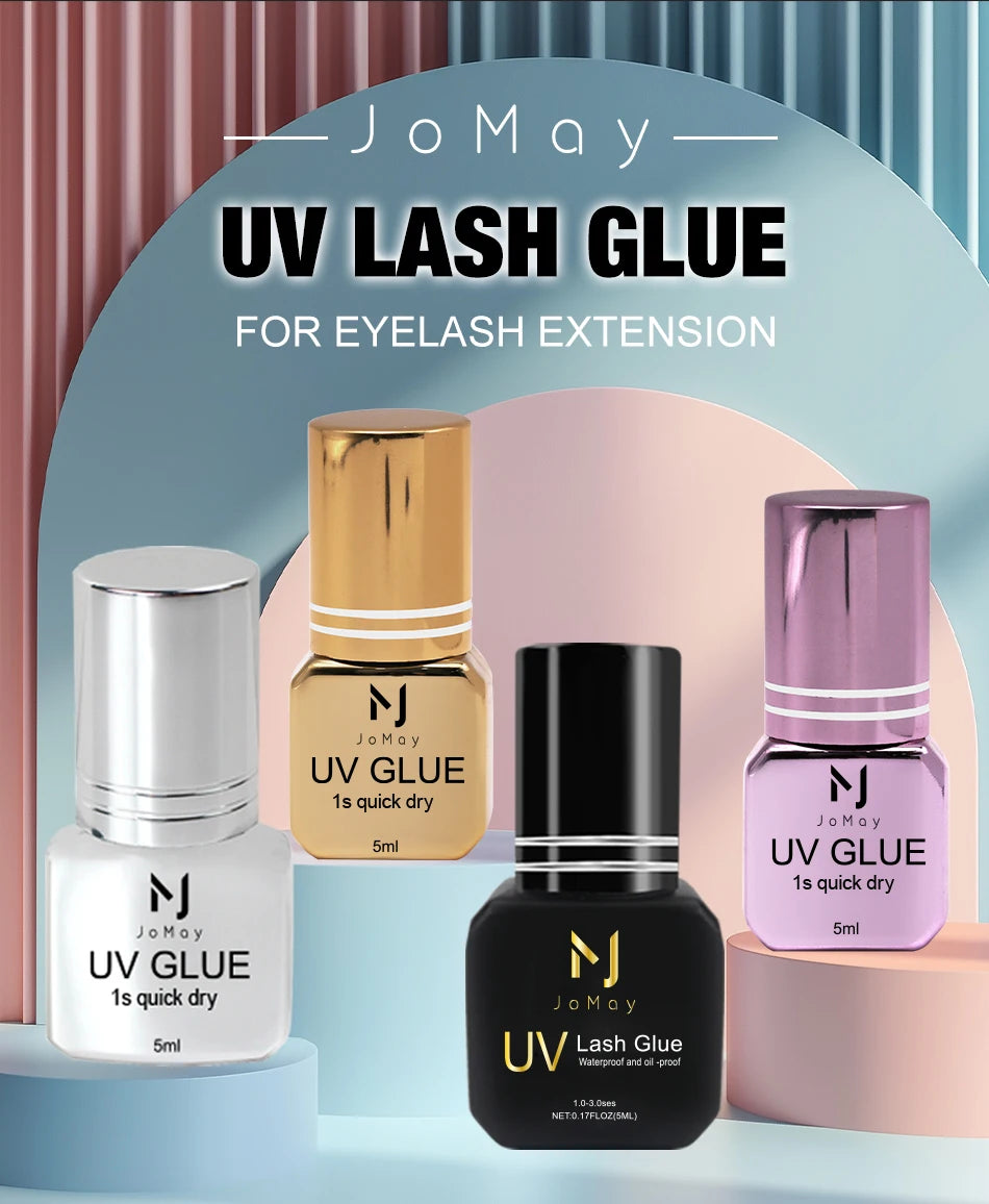 JOMAY 5ML UV Lash Glue For Eyelash Extension Adhesive Waterproof Long Lasting 1S Quick Drying Purple UV Lashes Glue Makeup
