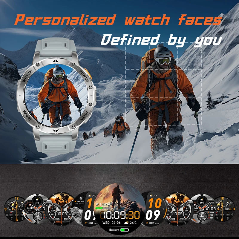 Smart Watch 1.7'' IPS Screen 1400mAh Battery IPX8 Waterproof 120+ Sports SOS LED BT Call Heart Rate Monitor Men Women
