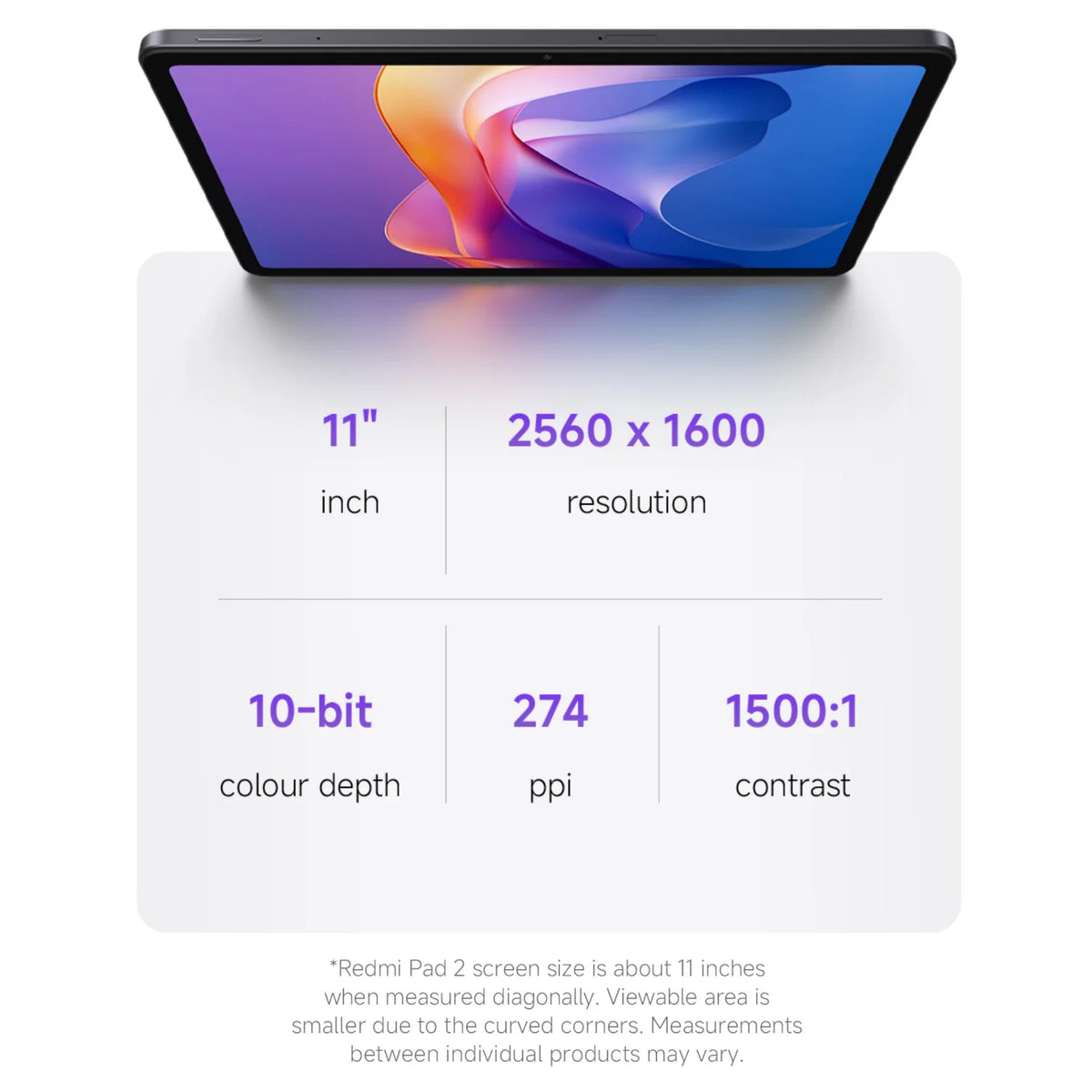 Xiaomi Redmi Pad 2 8+256GB WIFI Global Version MediaTek Helio G100-Ultra HyperOS 2 9000mAh 18W Charging 11" 90Hz 2.5K Display