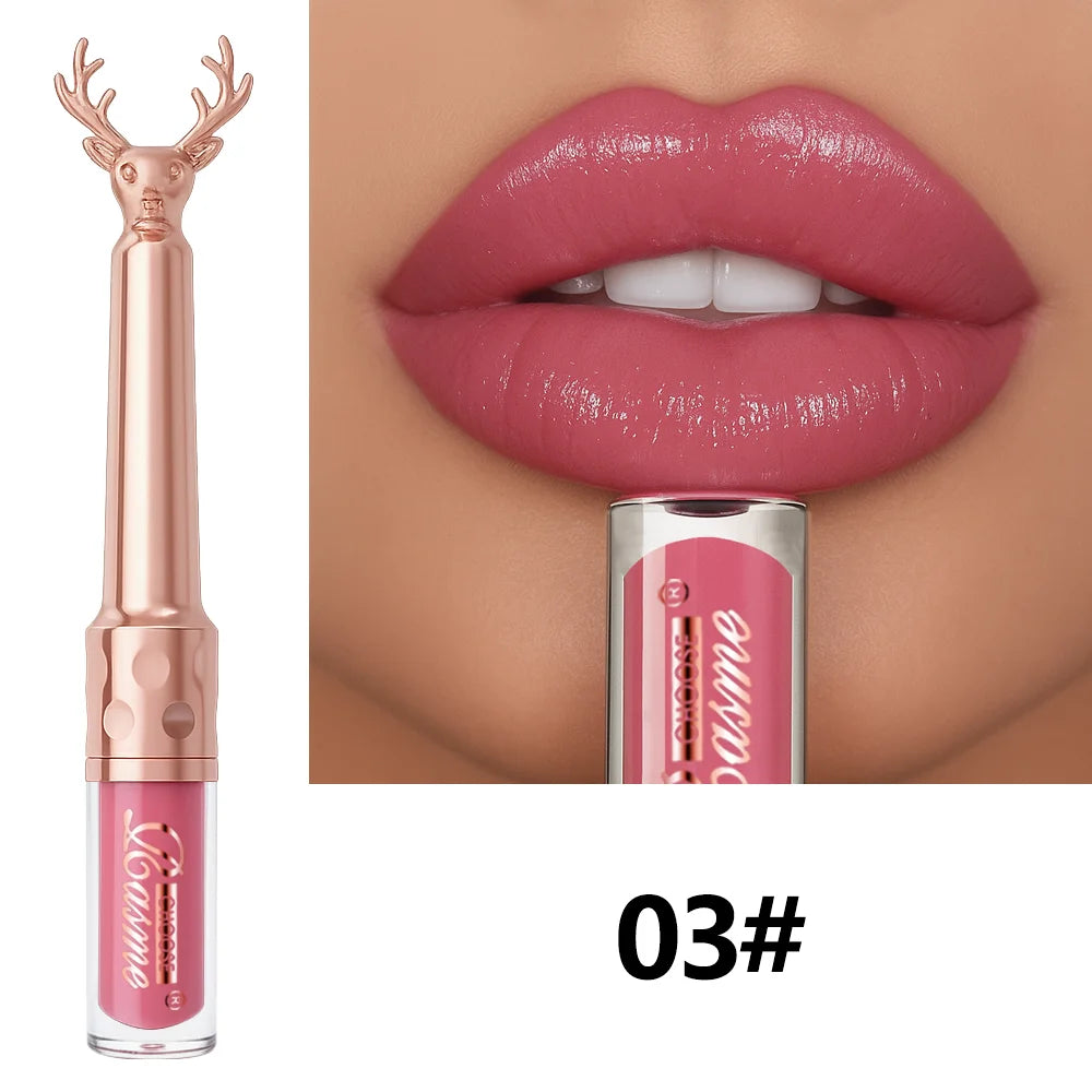 Moisturizing Cream Lip Gloss Autumn/Winter Moisturizing Liquid Lipstick Long Lasting Non Greasy Lip Makeup Christmas Brown