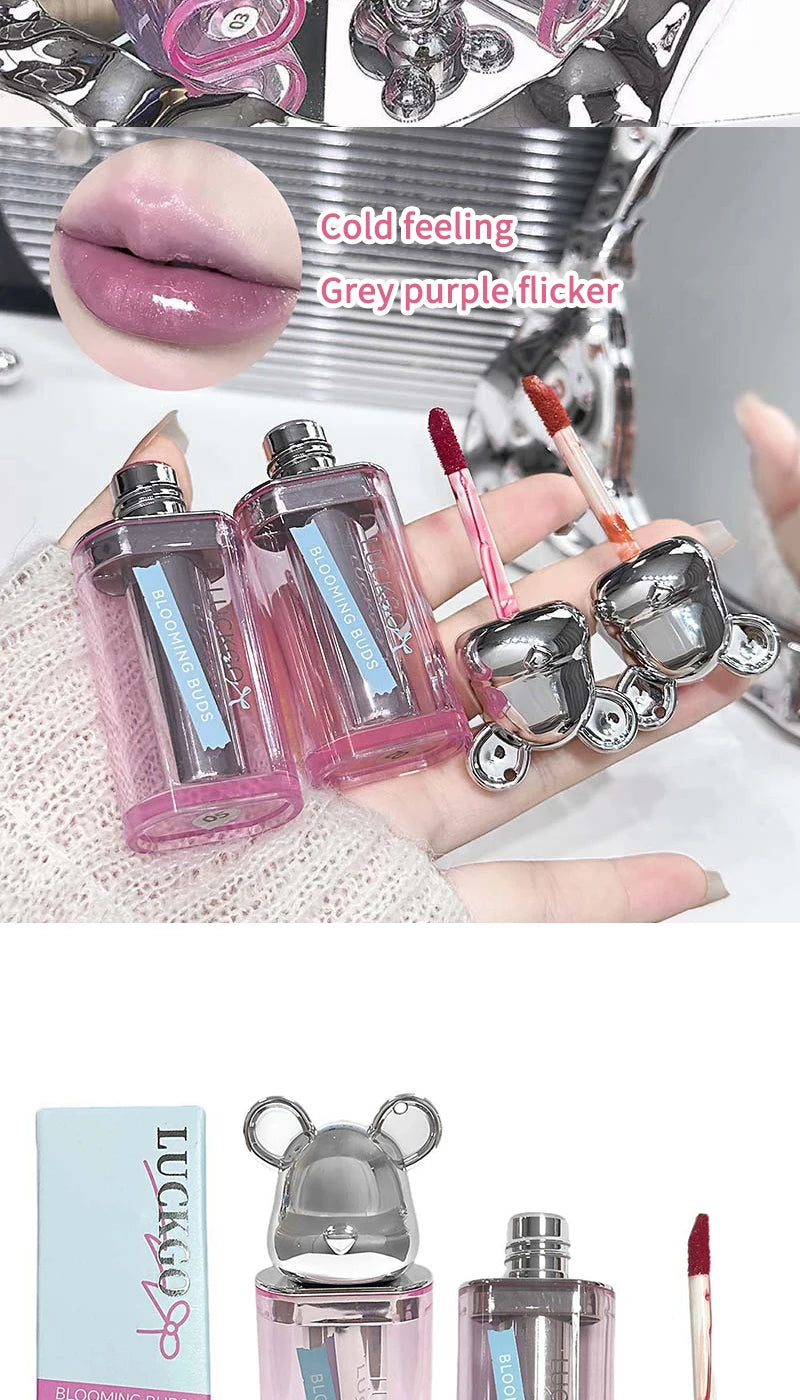 Bear Shuiguang lipstick, Korean show young, mirror Shuiguang glass lip, autumn and winter lipstick, makeup does not fade