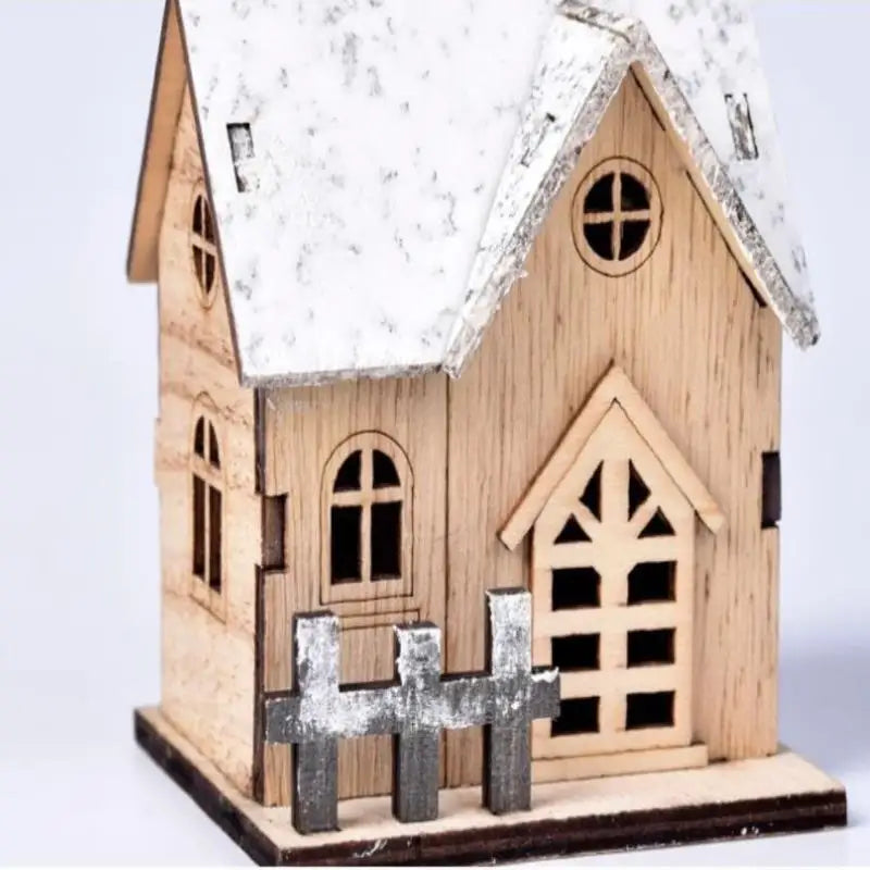 Christmas LED Light Wooden House Luminous  Christmas Decorations Kids Gift