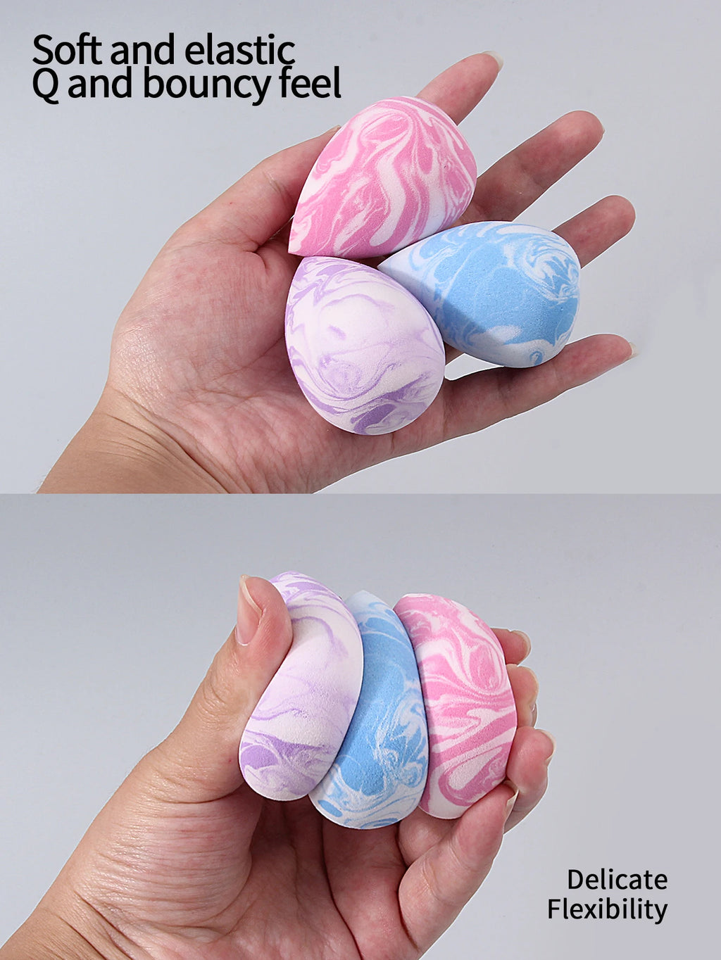High Appearance Level, 3 Marble-Textured Makeup Eggs, Soft Dry and Wet Dual-Purpose Foundation, Concealer, and Makeup Powder Puf