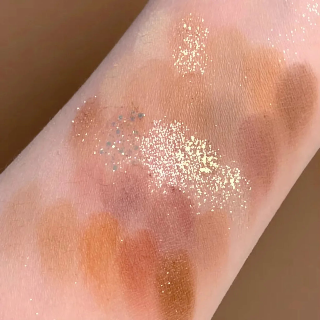 25-Color Eyeshadow Palette Earth Tones Matte & Shimmer Autumn Winter Low Saturation Orange Brown Makeup with Brush