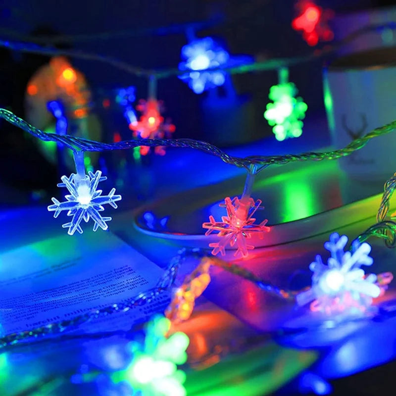 Christmas Lights Snowflake String Light Led Battery/USB Operated Waterproof Snowflake Fairy Lights For Bedroom Garden Decoration