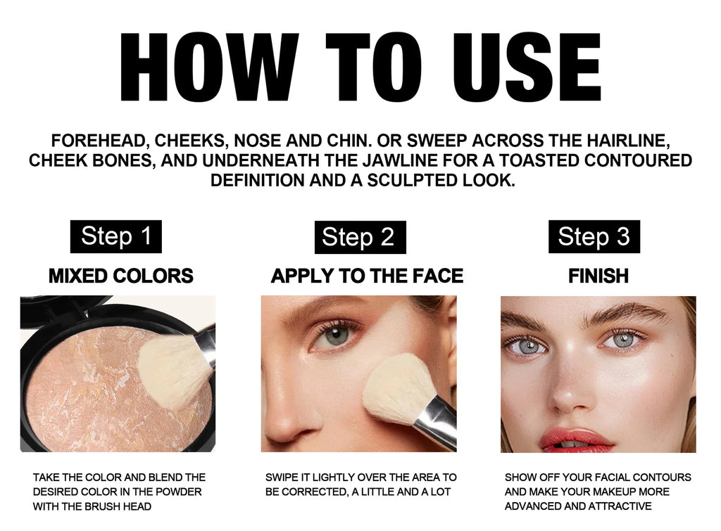 7 Colors Baked Duo Matte Finishing Powder Foundation Compact Waterproof Long Lasting Full Coverage Makeup Base Smooth Skin