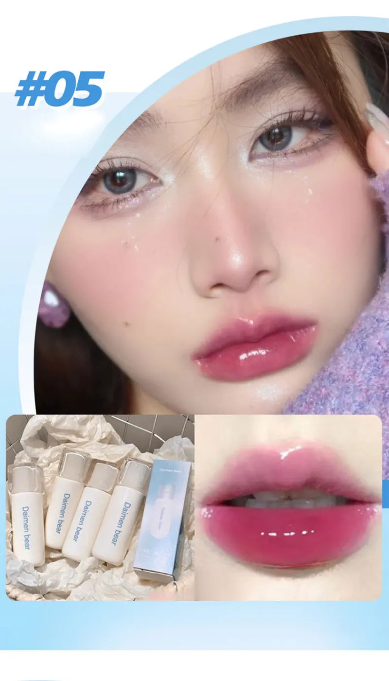 DaiMenBear Blue Oxygen Mirror Lip Gloss pseudo-natural Whitening for autumn and winter girls