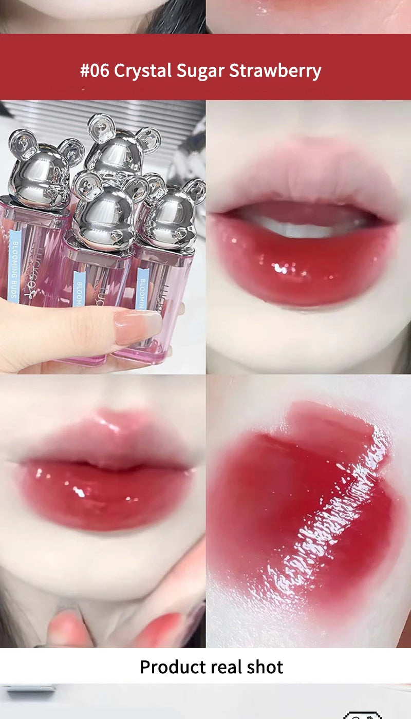Bear Shuiguang lipstick, Korean show young, mirror Shuiguang glass lip, autumn and winter lipstick, makeup does not fade