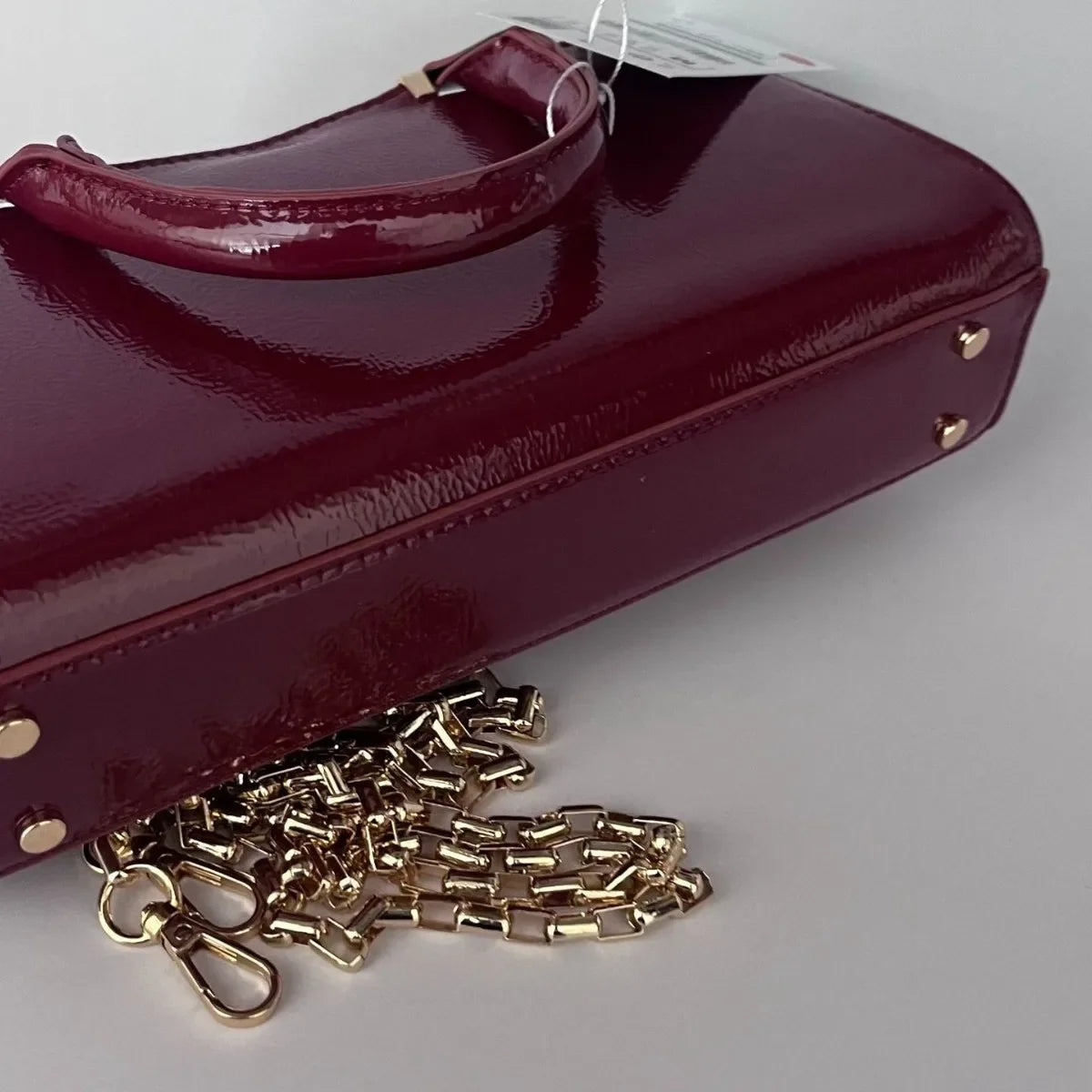 New Autumn Winter Women's Handbag Burgundy High Quality Mini Shoulder Crossbody Bag Chain Small Square Bag Vintage Style Polyest