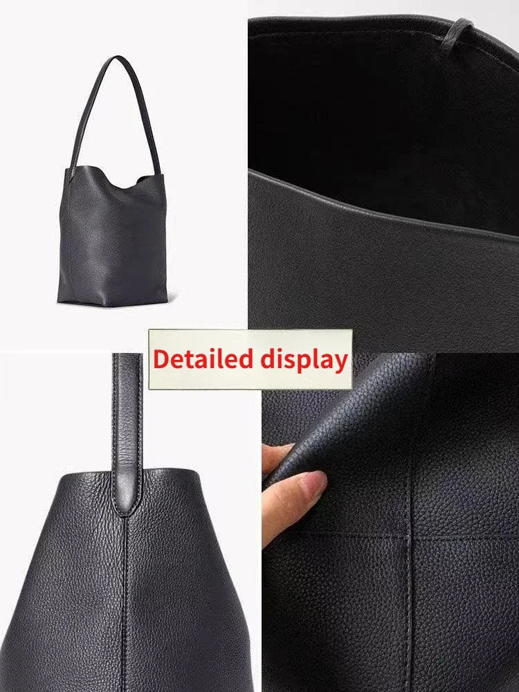 Minimalist Bucket Handbag Tote Bag PU Leather Commuter Shoulder Bag Large Capacity Autumn Winter Fashion Simple Women's Bag