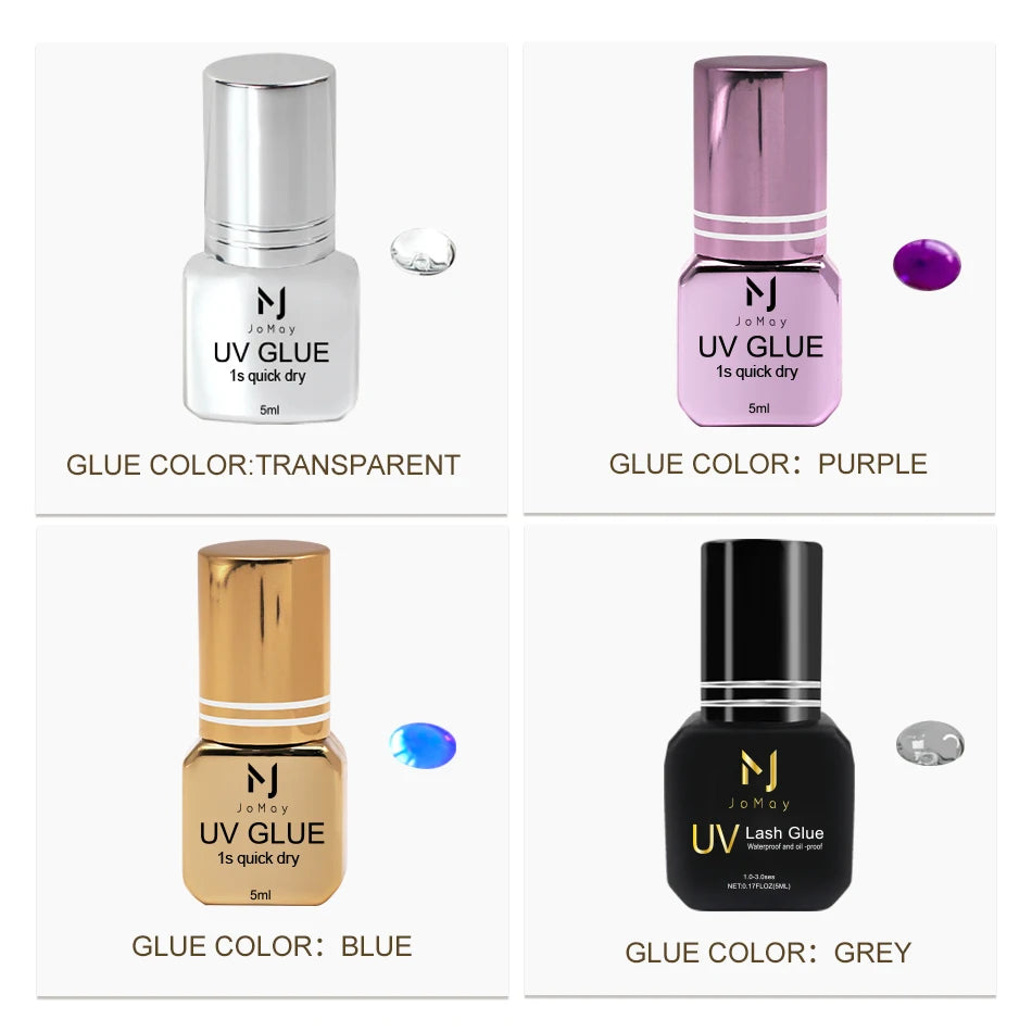 JOMAY 5ML UV Lash Glue For Eyelash Extension Adhesive Waterproof Long Lasting 1S Quick Drying Purple UV Lashes Glue Makeup