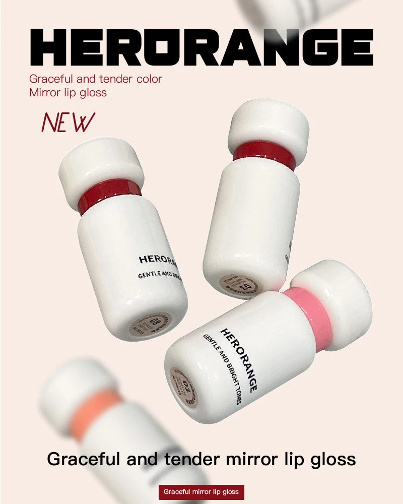 Herorange Glossy Lip Gloss Hydrating Watery Plump Lips Long Lasting for Autumn Winter