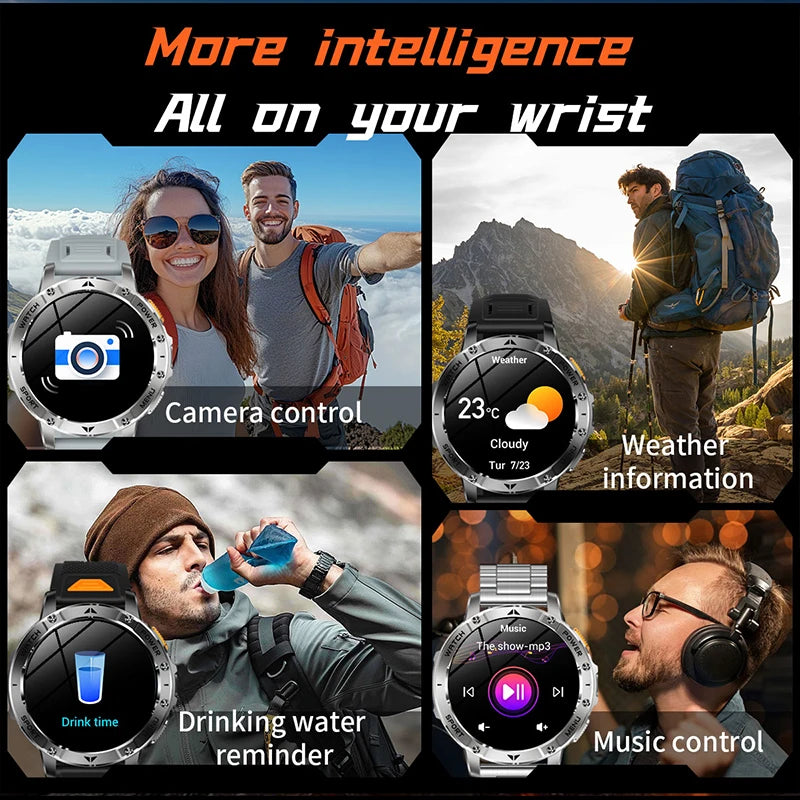 Smart Watch 1.7'' IPS Screen 1400mAh Battery IPX8 Waterproof 120+ Sports SOS LED BT Call Heart Rate Monitor Men Women