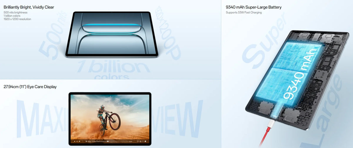 Tablet OnePlus Pad Lite 6+128 Wifi 8+128 LTE android mini pc 9340 mAh 33W SUPERVOOC Wi-Fi 5 OxygenOS 15.0.1