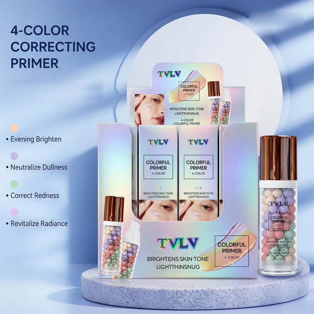 Four color makeup primer, waterproof and sweat proof, moisturizing and comfortable, creating a natural makeup look