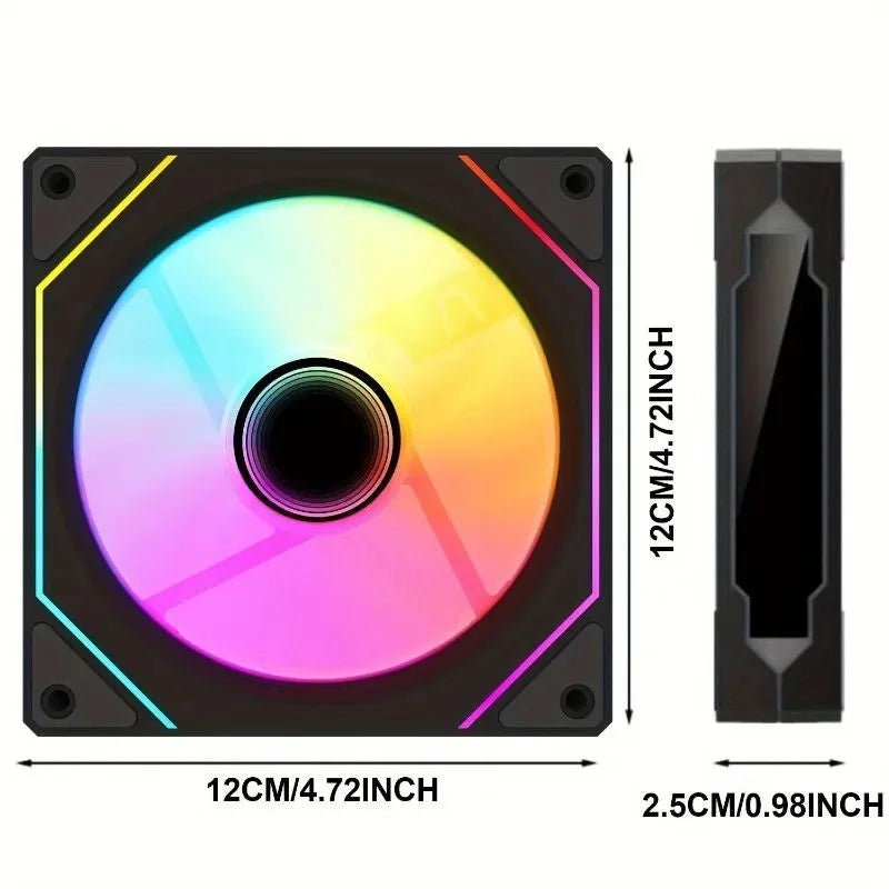 LDPCSJ 6 Pack 12cm 120mm Addressable ARGB Case Cooling Fans 4 Pin PWM Variable Speed 5V 3 Pin A-RGB Light Synchronization Fan Set with Included ARGB Controller Hub High Static Pressure Radiator Fans for ATX Gaming PC Liquid C