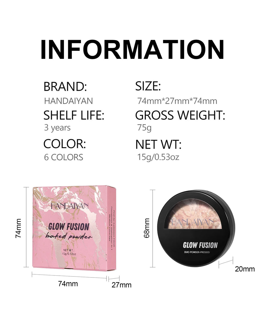 7 Colors Baked Duo Matte Finishing Powder Foundation Compact Waterproof Long Lasting Full Coverage Makeup Base Smooth Skin