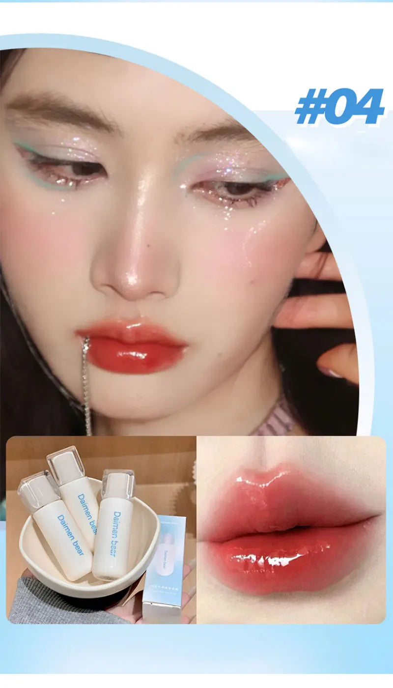 DaiMenBear Blue Oxygen Mirror Lip Gloss pseudo-natural Whitening for autumn and winter girls