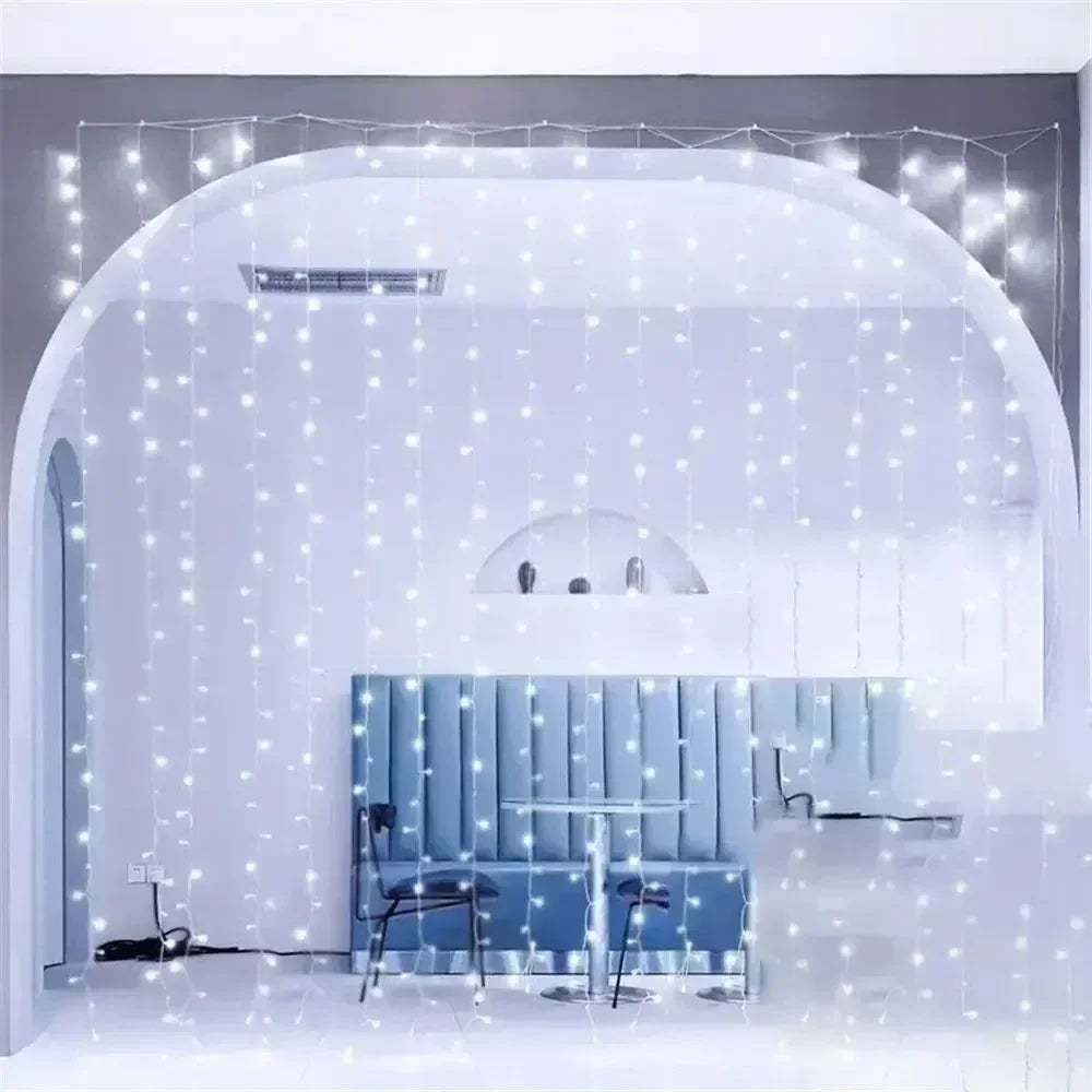 Christmas Lights LED Fairy String Curtain Lights Battery Powered 8 Mode Christmas Decor For Home Holiday New Year 2027 Lamp
