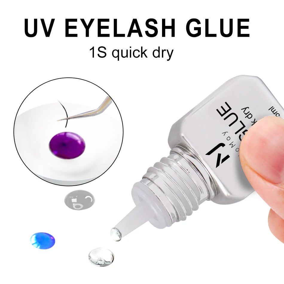 JOMAY 5ML UV Lash Glue For Eyelash Extension Adhesive Waterproof Long Lasting 1S Quick Drying Purple UV Lashes Glue Makeup