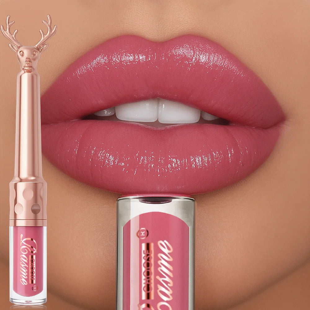 Moisturizing Cream Lip Gloss Autumn/Winter Moisturizing Liquid Lipstick Long Lasting Non Greasy Lip Makeup Christmas Brown