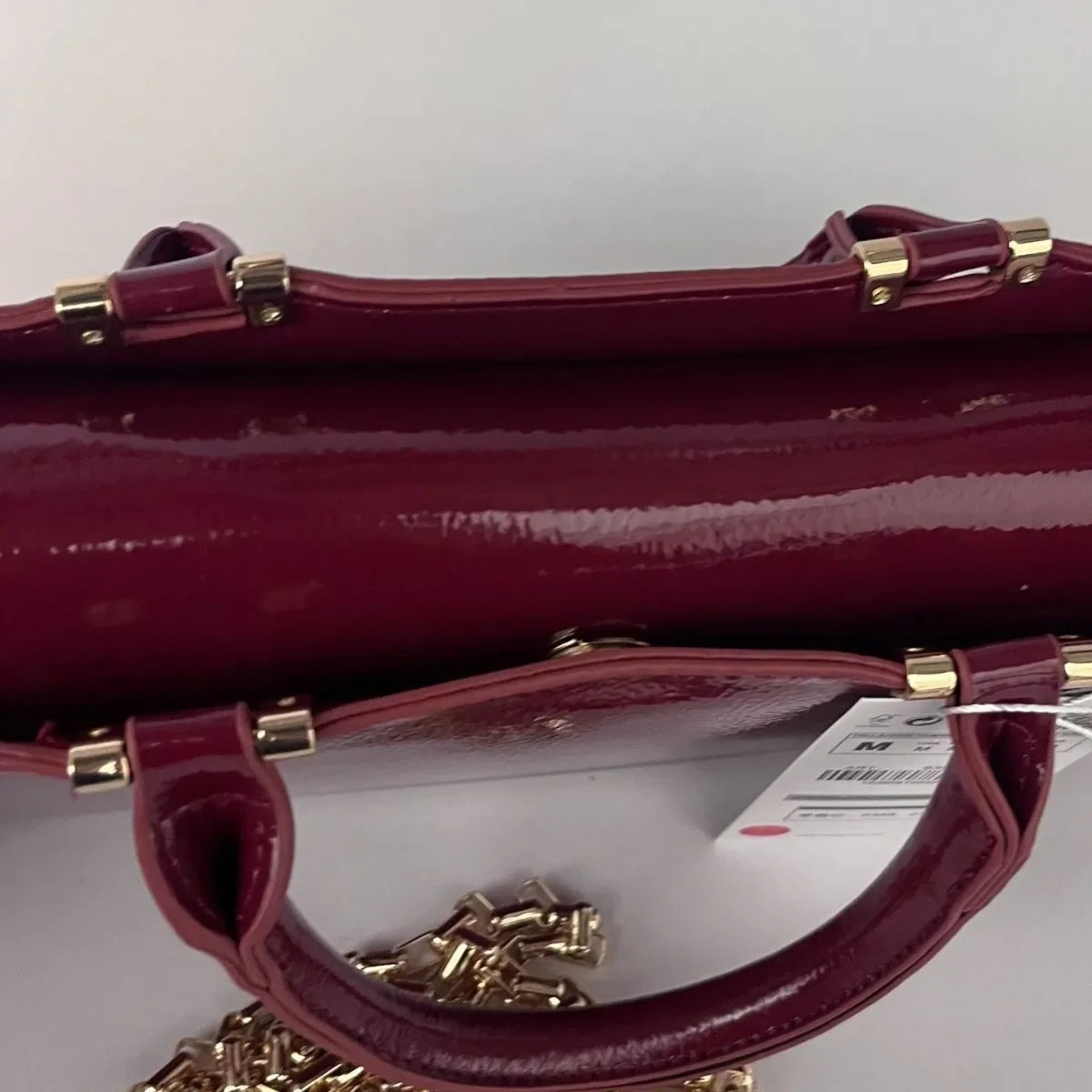 New Autumn Winter Women's Handbag Burgundy High Quality Mini Shoulder Crossbody Bag Chain Small Square Bag Vintage Style Polyest