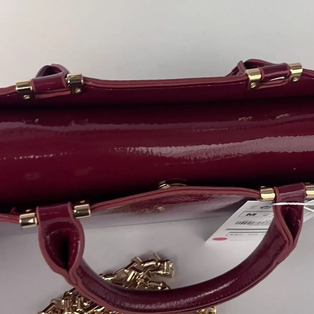 New Autumn Winter Women's Handbag Burgundy High Quality Mini Shoulder Crossbody Bag Chain Small Square Bag Vintage Style Polyest
