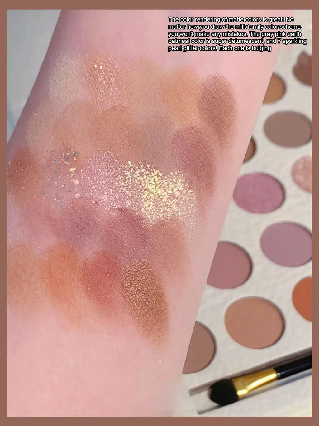 25-Color Eyeshadow Palette Earth Tones Matte & Shimmer Autumn Winter Low Saturation Orange Brown Makeup with Brush