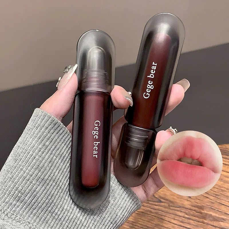 Gege bear Twilight Velvet Mist Lip Clay Matte Pure Color, Autumn and Winter Lip Glaze Rich and feminine,Apply makeup naturally