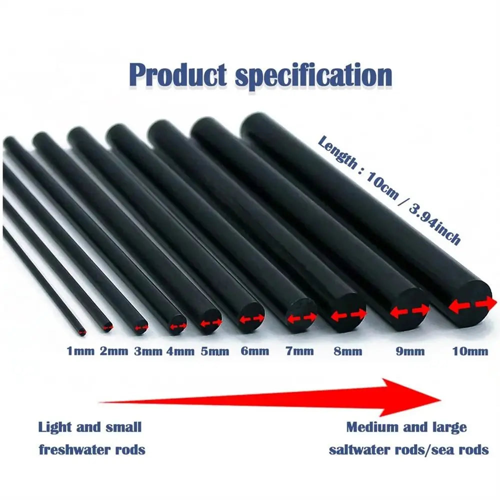 High Strength Carbon Fiber Sticks Wrapping Thread Light Weight Fishing Rod Repair Kit Reinforcement Rod 1mm~10mm
