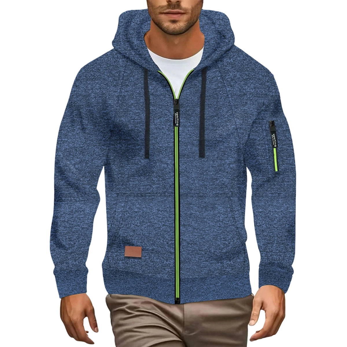 Autumn Winter Sports Sweatshirt Man Retro Workwear Pocket Hooded Zipper Trendy Fashion Hoodies Casual Tops Male Clothes 2025