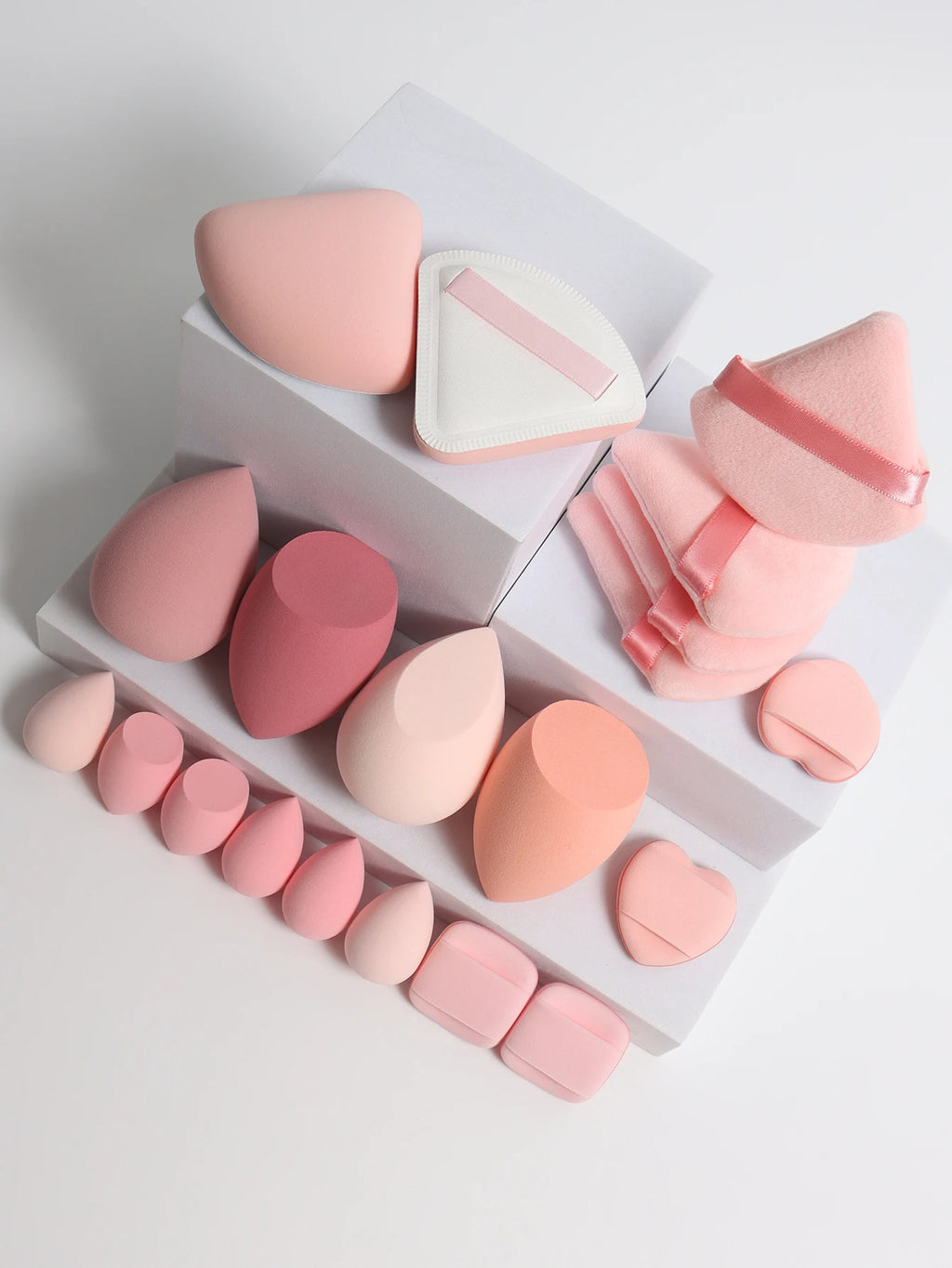 20 Pcs Pink Makeup Sponge and Makeup Puff Set Suitable for Face Cream and Powder Concealer Powder Makeup Machine