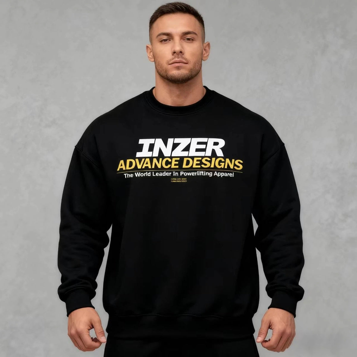 Men's INZER high-end Design black sweatshirt - A round-neck hoodie carefully crafted for weightlifting enthusiasts