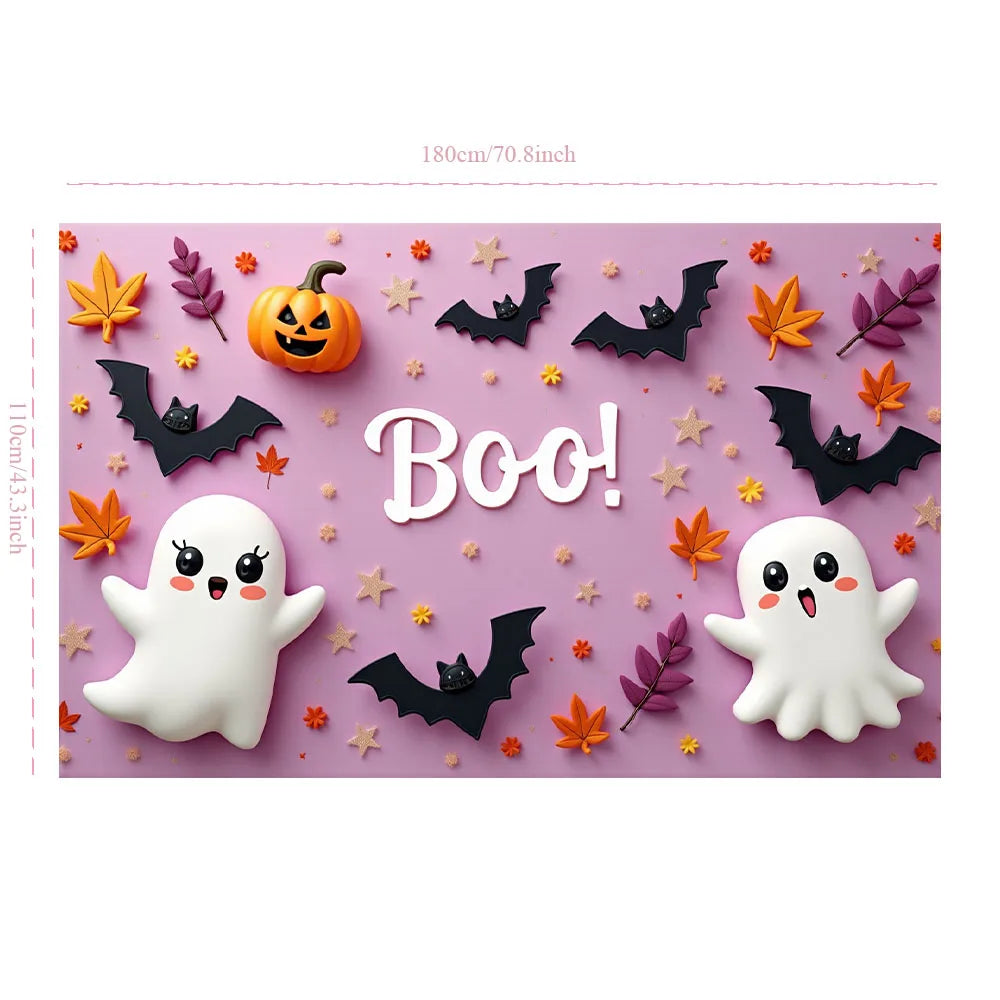 Halloween Decoration 180X110cm Pink Wall Spooky Ghost Booing Pumpkin Photography Backdrop Girls Baby Birthday Party Decor