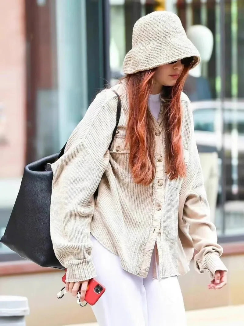 Minimalist Bucket Handbag Tote Bag PU Leather Commuter Shoulder Bag Large Capacity Autumn Winter Fashion Simple Women's Bag