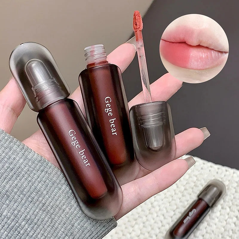 Gege bear Twilight Velvet Mist Lip Clay Matte Pure Color, Autumn and Winter Lip Glaze Rich and feminine,Apply makeup naturally