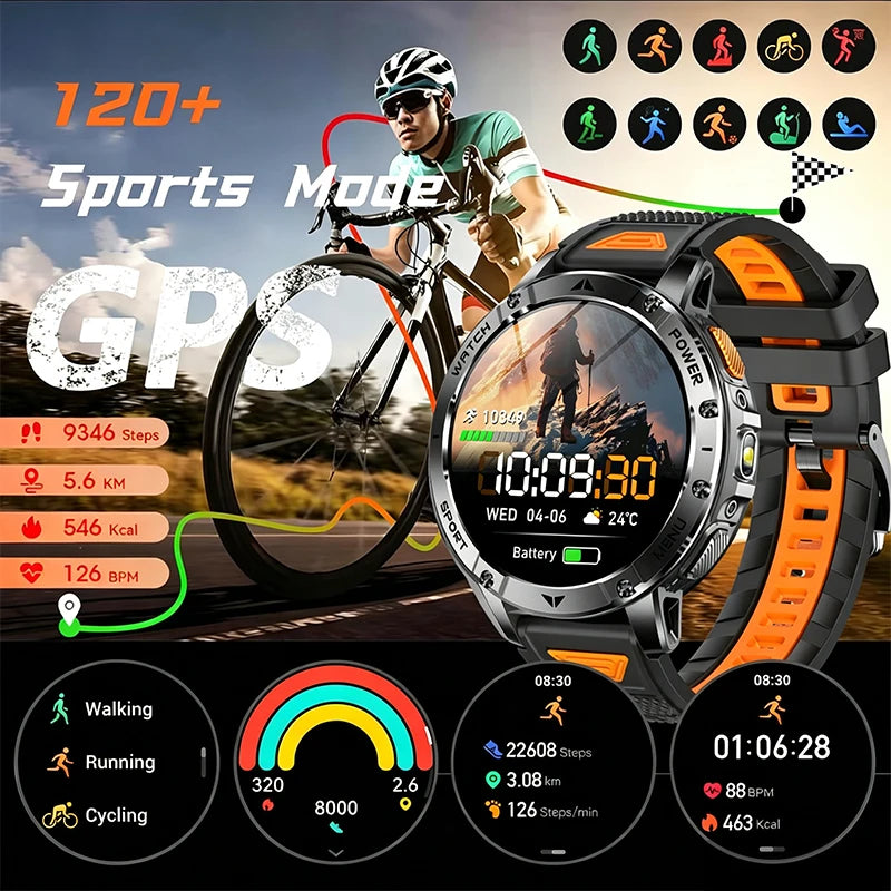 Smart Watch 1.7'' IPS Screen 1400mAh Battery IPX8 Waterproof 120+ Sports SOS LED BT Call Heart Rate Monitor Men Women