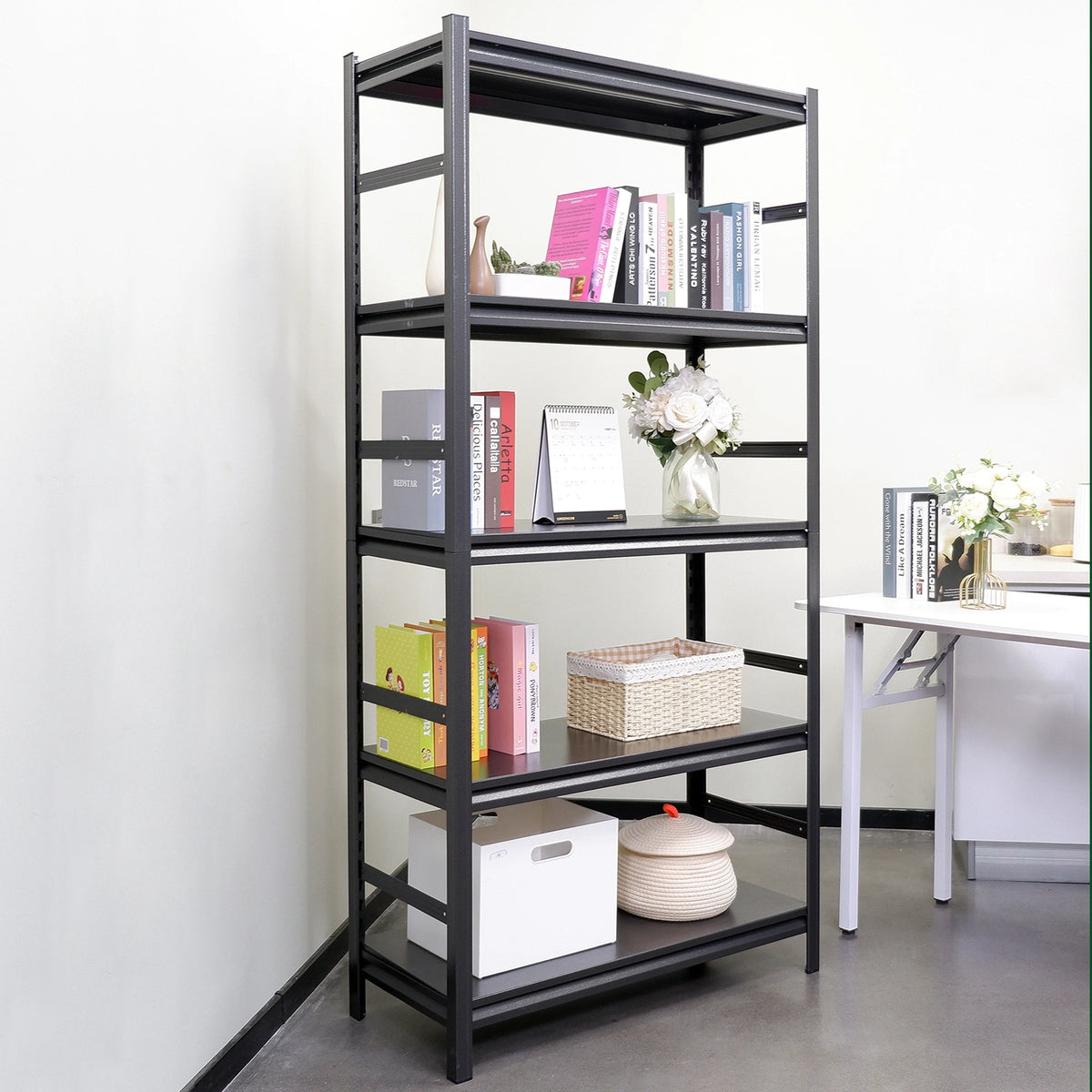 Adjustable Heavy Duty Metal Shelving 5-Tier Storage Shelves 2000LBS Load Kitchen Garage Pantry H63 * W31.5 * D15.7