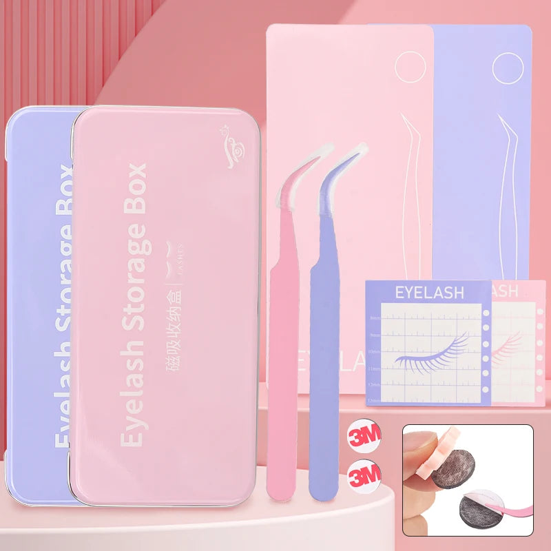 Magnetic False Eyelash Glue Cup Tweezers Holder Soft Anti Fall Board Pallet Specialized Eyelash Extension Tools Kit Box Plate DI