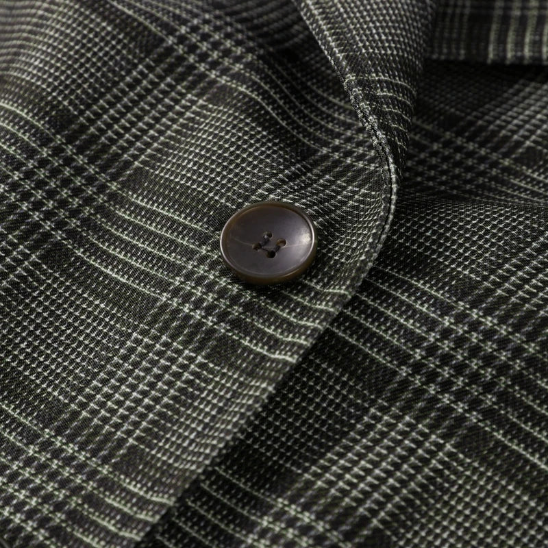 Elegant Plaid Woolen Jacket Women Loose Full Sleeve Stand Collar Double Breasted Coat Female 2026 Spring Chic Outwear Lady New