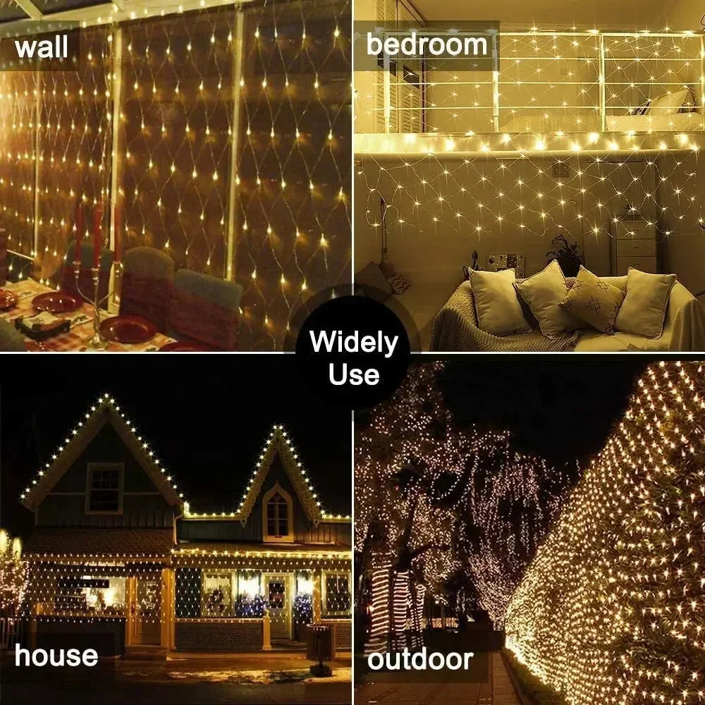 Christmas Decorations Lamp LED Fishing Net Light Outdoor Waterproof Street Tree Decoration Light Wedding Festival Mesh Light