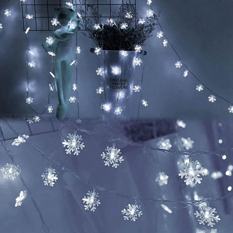 Christmas Lights Snowflake String Light Led Battery/USB Operated Waterproof Snowflake Fairy Lights For Bedroom Garden Decoration