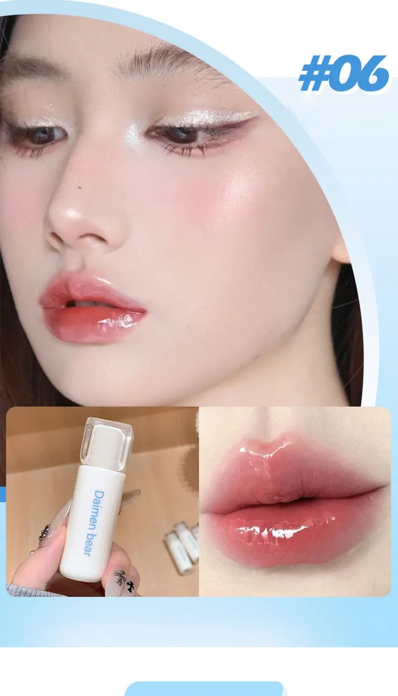 DaiMenBear Blue Oxygen Mirror Lip Gloss pseudo-natural Whitening for autumn and winter girls