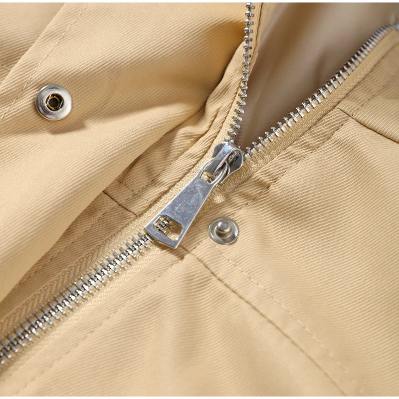 Fashion Solid Drawstring Waist Cinching Jacket Women Stand Full Sleeve Full Sleeve Pocket Jackets 2026 Autumn Casual Outwear