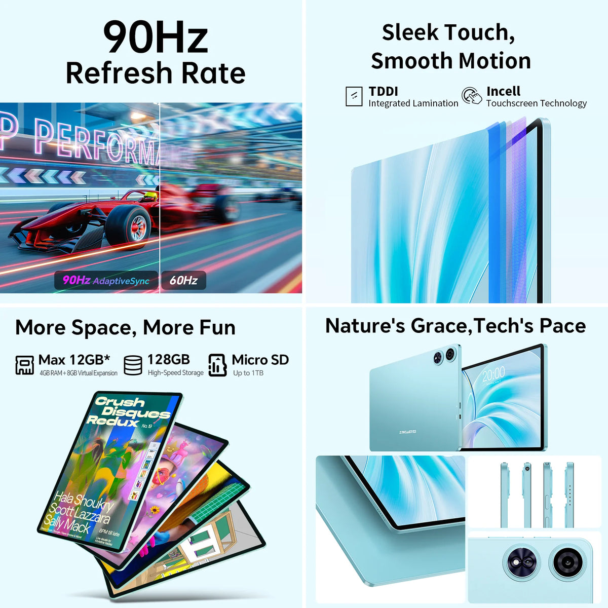 Teclast P50Case Tablet Android 15 11" 12GB(4GB+8GB) RAM 128GB ROM T606 8-Core 7000mAh P50 Case/Keyboard/Mouse/Stylus/Headphone