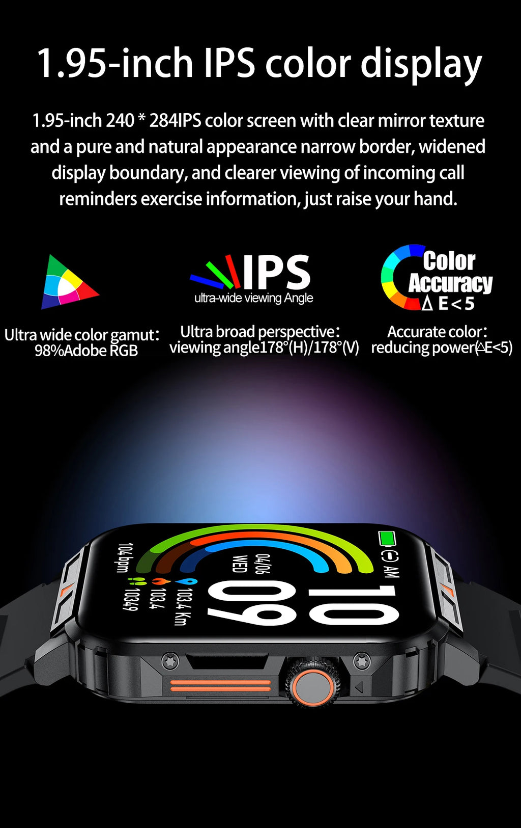 New Smartwatch 1.95 Inch Screen Health Monitoring Watches Android IOS IP68 Waterproof  Sport Fitness Smart Watch For Men Women