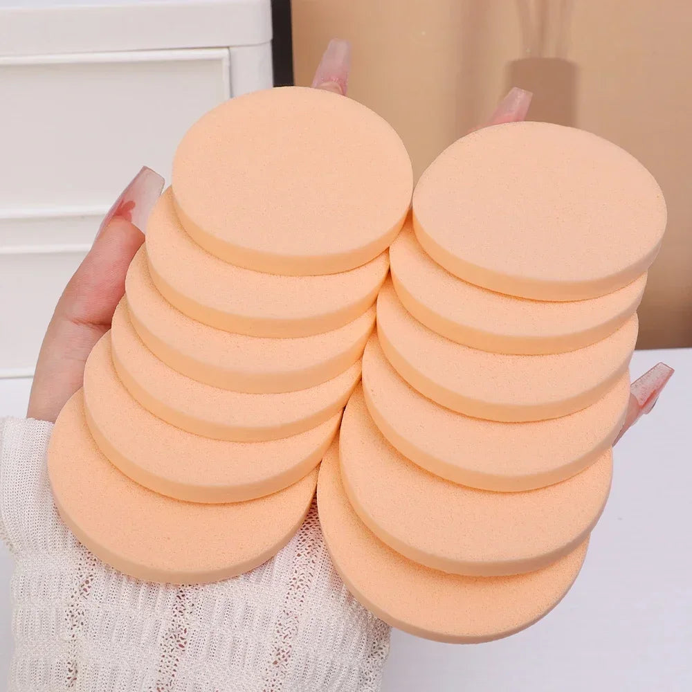 12-120Pcs Round Shape Sponge Powder Puff Wet Dry Dual Use Skin Color BB Cream Foundation Cosmetics Puff Face Beauty Makeup Tools